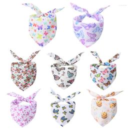 Dog Apparel Cute Butterfly Printting Bandanas Pets Bibs Scarf Cat Neck Polyester Pet Accessories Supplies Drop Ship