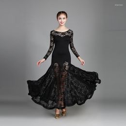 Stage Wear Adult Ballroom Dance Practise Clothes Dress Women Lace Waltz Big Swing Modern Costumes