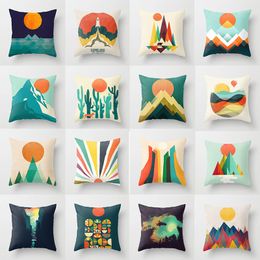 Pillow Abstract Oil Painting Landscape Throw Case Mountain Sofa Car Cover Pillowcase Office Home Bedroom Decor