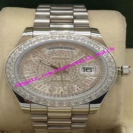 Luxury Watch Mens 18K White Gold Diamond Bezel Perpetual Watch Diamonds Roman Dial Automatic Fashion Men's Watches Wristwatch2526