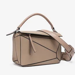 All-Match tragbare geometrische Tasche mit Nähten und Litschi-Muster, Messenger-Taschen, leichte Arzttasche mit großem Fassungsvermögen