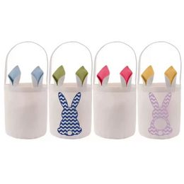 Sublimation Easter Eggs Bucket Party Favour DIY Blank Bunny Basket Long Ears Rabbit Basket Kids Toy Storage Bag Festival Wholesale