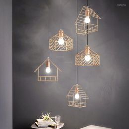 Chandeliers Nordic LED Pendant Lamp Lights Restaurant Creative Cage/House Chandelier Loft Hanging Minimalist Lighting Light Fixtures