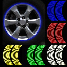 16Pcs/set 18inch Strips Motorcycle Car Rim Stripe Wheel Decal Tape Sticker Lots Reflective Material Road Safety Reflect