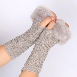 Knee Pads Fashionable Knitted Arm Sleeves Solid Color Furry Elastic Winter Warm Fingerless Gloves Clothing Decorative Accessories