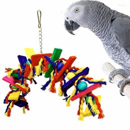 Other Bird Supplies Chewing Toy Funny Cotton Rope Parrot Bite Resistant Tearing Cockatiel Swing Hanging Train Exercise Tool