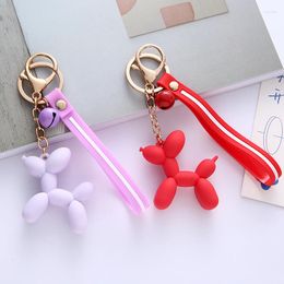 Keychains Creative Korean Cute Balloon Puppy Keychain For Women Sweet Colourful Fashion Bag Car Key Jewellery Pendant Gift Whole302s