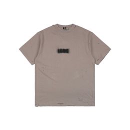 DUYOU T-shirt oversize con fori a mosaico Lettera 100% cotone T-shirt da uomo Causale O-collo T-shirt basic da donna Top classici di qualità DY8749