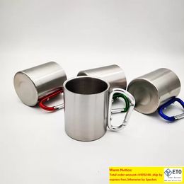 220ML Thermal transfer Coffee mug Mugwith Carabiner Handle Customize Stainless Steel Sublimation Portable Travel Cup