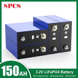 150AH 3.2V Lifepo4 Battery 8PCS 12V 24V 48V Deep Cycle Cells Pack Rechargeable Battery For Solar Storage System RV Accumulator