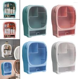 Storage Boxes Makeup Organizer Wall-Mounted Dustproof Cosmetic For Dresser Women Plastic Bathroom Rack Case