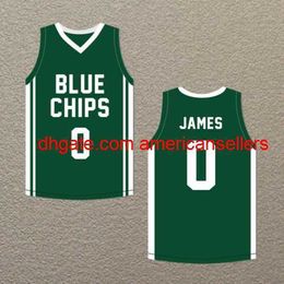 Bronny James #0 Basketball Jersey High School Blue Chips Sewn Custom Names S-5XL