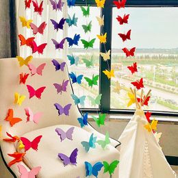 Party Decoration 2m Color Butterfly Shaped Paper Buntings For Romantic Wedding Birthday Festival Banner Hanging Decorations 3D