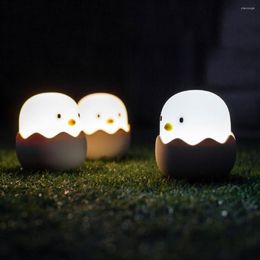 Night Lights Eggshell Chick LED Touch Bedroom Lamp Eye Protective Silicone Nightlights USB Rechargeable Soft Comfortable For Children