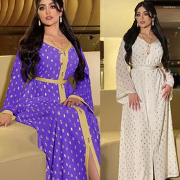Ethnic Clothing Fashionable Muslim Suit Dress Two-piece Women's White Long Sleeve Eid Mubarak Party Morocco Kaftan Arabic Dubai Costume