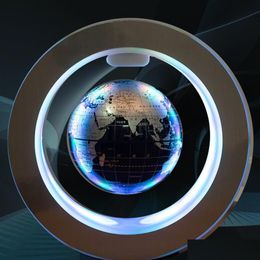 Decorative Objects Figurines Floating Globe Office Rotating Magnetic Levitation Led Anti Illuminated Desktop Earth Gift 4 Inch Hom Dhigv