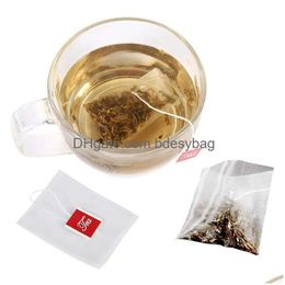 Coffee Tea Tools 100Pcs/Lot Disposable Bags Filter Food Grade Nylon D Line Scented Teas Seasoning Soup Pouch Filters Drop Delivery Dhynd