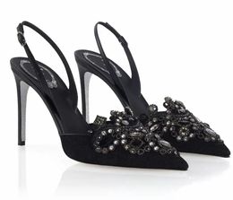 Italy Design Sandals Shoes Women Jewel Slingbacks VENEZIANA Caovillas Crystals Slingback Lady Party Bridal Wedding Gladiator Sandalias
