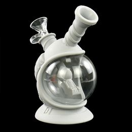 Space capsule silicone water smoke bottle 6.3 "portable glass cigarette holder Hookah