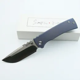 Smke Knives Redencion 229 Coltello chiudibile tascabile Satin 12C27N Lama anodizzata blu Manico in titanio Coltello tattico di sopravvivenza Utensili da esterno