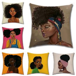 Pillow Cute African Girl Cover Modern Afro Digital Printing Household Supplies Home Decore Case Throw