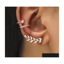 Clip-On Screw Back Backs Earrings Fashion No Piercing Crystal Rhinestone Ear Cuff Wrap Stud Clip For Women Girl 2022 Trendy Jewelr Dhmir