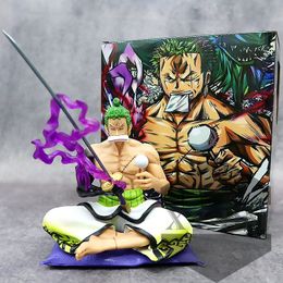 Novelty Games One Piece Anime Roronoa Zoro Figure Collection Model Toys Kids Gifts 21cm Wipe The Sword Zoro Fan Collectibles Sitting Positio