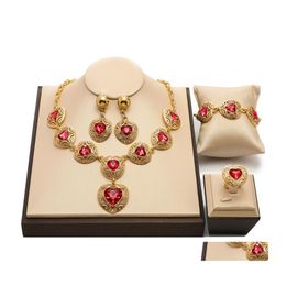 Earrings Necklace Exquisite Dubai Gold Colorf Jewelry Set Wholesale 2021 Nigerian Wedding Design African Beads Women Costume Drop Dhd1N