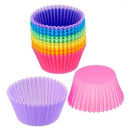 Baking Tools 12 Pieces Of Silicone Muffin Cup Round 7cm Cake Colour Set Mould Egg Tart