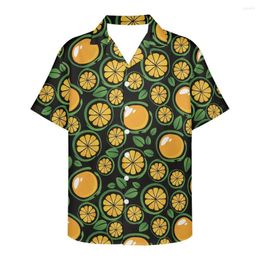 Men's Casual Shirts The Loose And Breathable Fashion Button Slim Men'S Tops Fruit Print Hawaii Men Turn Down Collar Short Sleeve