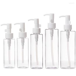 Storage Bottles Empty Clear Plastic Bottle White Collar Bring Card Buckle Lotion Press Pump 100ml 120ml 150ml 200ml 250ml 15Pieces