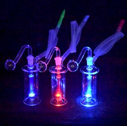 Pocket Hookahs Set Oil Burner Bubbler Water Pipes Dab Oil Rig Bong Automatic LED Light Recycler Ashcatcher Bong with 10mm Male Glass Oil Burner Pipe and Bowl