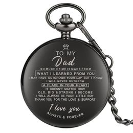 Fashion Classical Watches Full Black I LOVE YOU TO MY Mom Dad Wife Husaband Unisex Quartz Pocket Watch Pendant Chain Family Gift269R