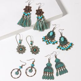 Dangle Earrings Vintage Ethnic Bohemian Flower Tassel Geometric Women Natural Stone Statement Drop Wholesale