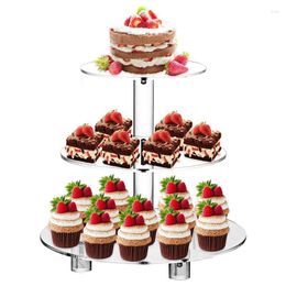 Baking Tools Round Acrylic Cake Stand 3 Tier Serving Tray Clear Cupcake Holder Rack Dessert Fruit Cookie Candy Display Tower