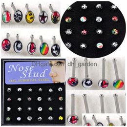 Nose Rings Studs 144 Pcs/Lot 316L Stainless Steel Womens Body Jewelry Ring Piercing 566 T2 Drop Delivery Dhgarden Dhgm2