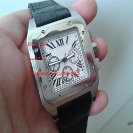 Factory Supplier 100 XL Stainless Steel quartz Chronograph W20091X7 Men's Date WristWatches Leather Strap White298i