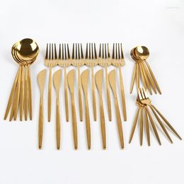 Dinnerware Sets 4-30PCs Full Tableware Stainless Steel Gold Color Cutlery Set Fruit Cake Fork Dessert Spoon Knife Household El Kitchen Tool