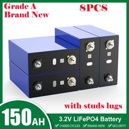 8PCS 3.2V 150AH Lifepo4 Battery DIY 12V 24V 48V Deep Cycle Cells Pack Rechargeable Battery For Solar Storage System RV Inverter