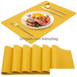 Mats Pads Placemats Waterproof Pu Leather Dining Table Heat Resistant Coasters Washable Place For Kitchen Drop Delivery Home Garde Dhear