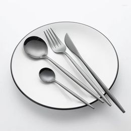 Dinnerware Sets 24 PCS Mirror Stainless Steel Tableware Luxury Sharp Knife Fork Coffee Spoon Flatware Set Dishwasher Safe Cutlery