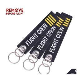 Keychains Lanyards 30 Pcs/Lot Flight Crew Keychain For Aviation Gift Embroidery Key Chain Fashion Jewelry Promotion Christmas Gift Dhof9