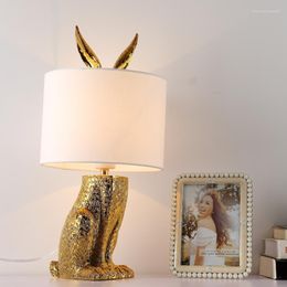 Table Lamps Modern Gold Light Nordic Resin Lamp For Living Room Bedroom Bedside Office Art Decor Desk Lighting With Fabric Shade
