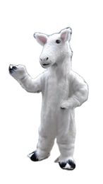 Furry White Horse Mascot Costume Long Fur Fursuit Party Clothing Fancy Dress Carnival Animal Halloween Xmas Parade Suits