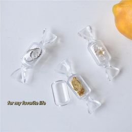 Storage Bottles Cute Girl Heart Candy Transparent Mini Portable Ring Trinket Jewelry Earrings Acrylic Box