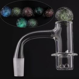 DHL Full Weld Halo Smoking Quartz Banger With Glass Dichro Marble Terp Pearls 20mmOD Male Female Seamless Beveled Edge Quartz Nails For Water Bongs Dab Rigs Pipes