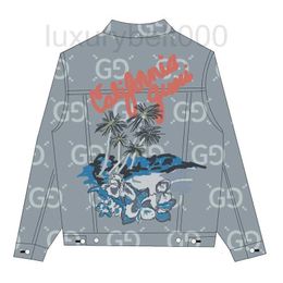 Men's Jackets designer Double G New Loose Silhouette Versatile Slim Beach Coconut Tree Embroidery Antique Denim Jacket Coat ZXR8