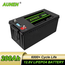 AUNEN 12V 200Ah LiFePO4 Battery Lithium Iron Phosphate Battery Built-in BMS for Solar Power System RV House Trolling Motor