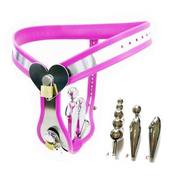 Beauty Items Female Stainless Steel Heart Type Chastity Belt Anal Plug Underwear Bra BDSM Bondage Lock Device Adult sexy Toys Women