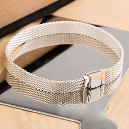 925 Sterling Silber Reflexions Mesh Armband Passform für europäische Pandora -Armbänder Reiz und Perlen